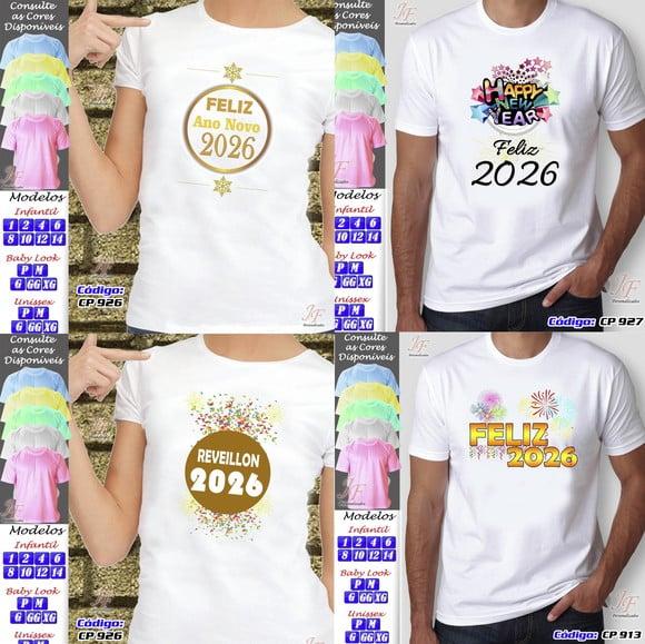 07 Camisetas Personalizadas Feliz Natal Reveillon Ano Novo