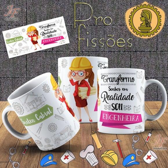 10 Canecas Cerâmica 350 ml Personalizada Curso Engenharia