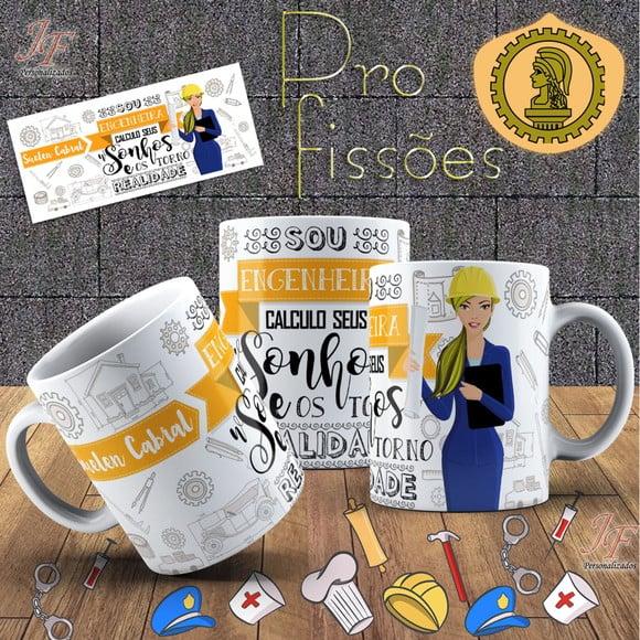 10 Canecas Cerâmica 350 ml Personalizada Curso Engenharia