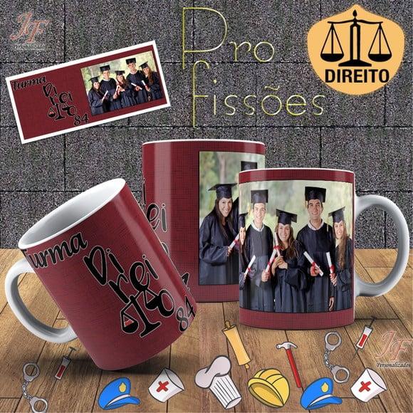 10 Canecas Cerâmica 350 ml Personalizada Curso Direito