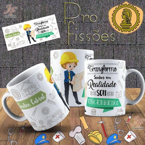 10 Canecas Cerâmica 350 ml Personalizada Curso Engenharia