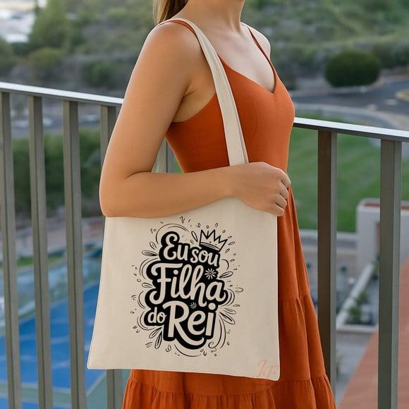 Bolsa Ecobag Algodão Cru Frases Cristãs 30 x 30cm