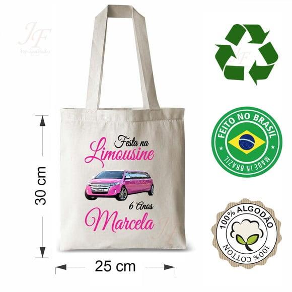 Bolsa Festa na Limousine Personalizada Algodão Cru 25 x 30cm