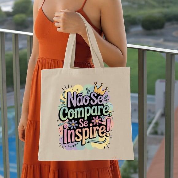 Bolsa Ecobag Algodão Cru Frases Motivacionais 40 x 40cm