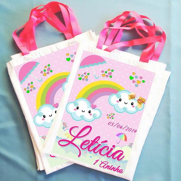 Bolsinha Ecobag Personalizada Chuva de Bençãos Chuva de Amor