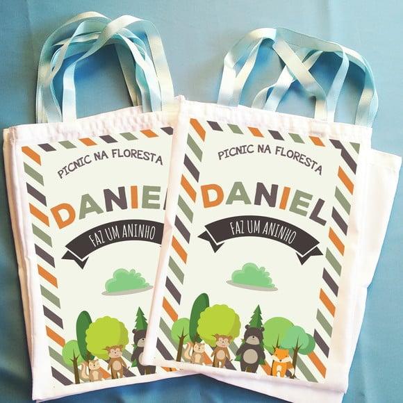 Bolsinha Ecobag Personalizada Picnic Piquenique na Floresta