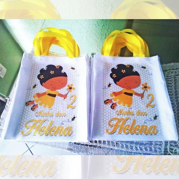 Bolsinha Ecobag Sacolinha Personalizada Abelhinha