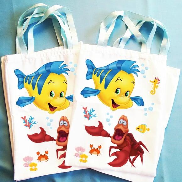 Bolsinha Ecobag Sacolinha Personalizada Ariel Pequena Sereia