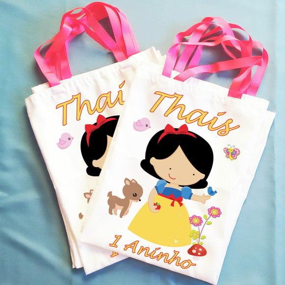 Bolsinha Ecobag Sacolinha Personalizada Branca de Neve