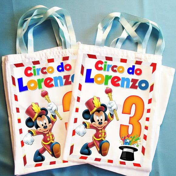 Bolsinha Ecobag Sacolinha Personalizada Circo do Mickey