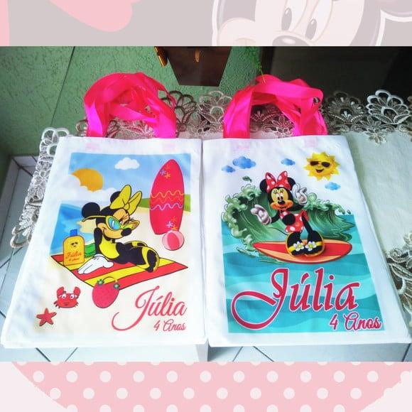 Bolsinha Ecobag Sacolinha Personalizada Mickey e Amigos