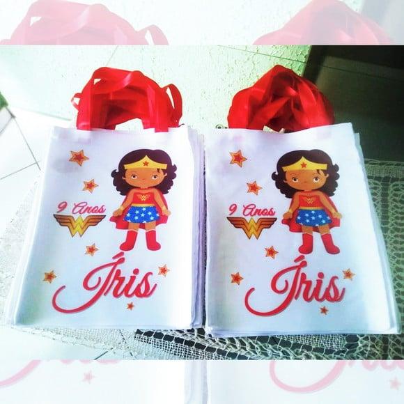Bolsinha Ecobag Sacolinha Personalizada Mulher Maravilha