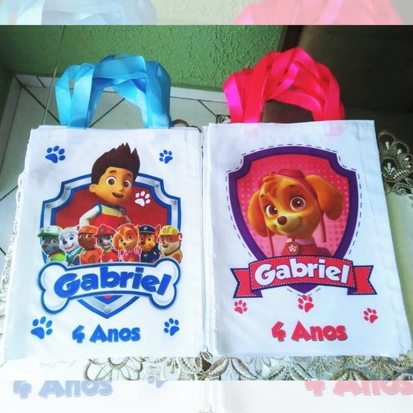 Bolsinha Ecobag Sacolinha Personalizada Patrulha Canina