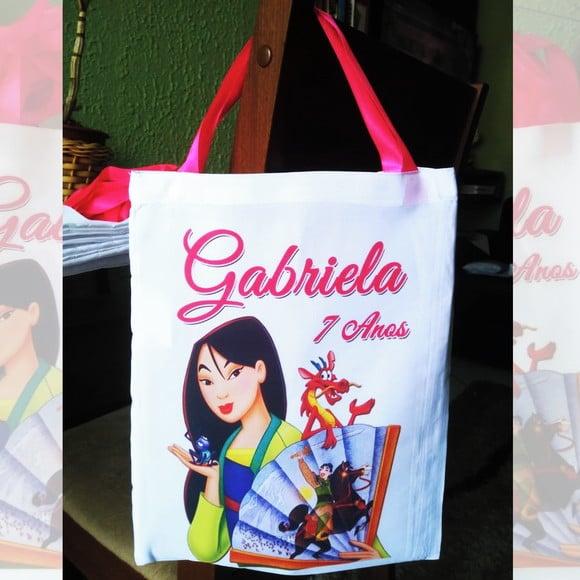 Bolsinha Ecobag Sacolinha Personalizada Princesa Mulan