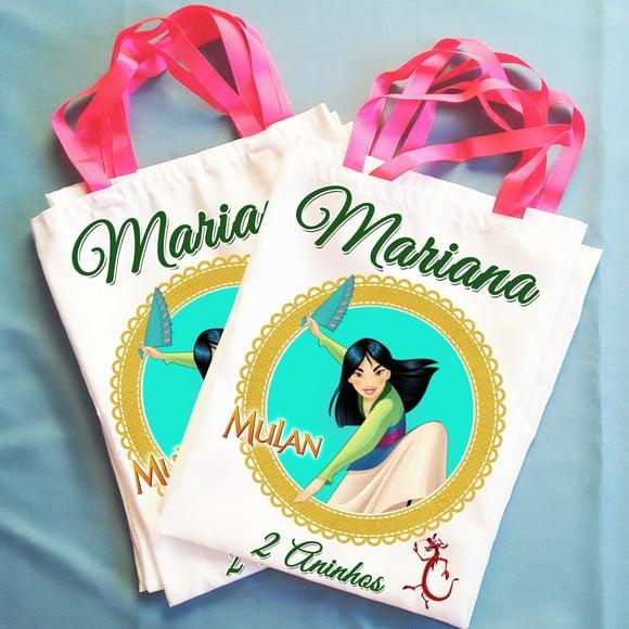Bolsinha Ecobag Sacolinha Personalizada Princesa Mulan