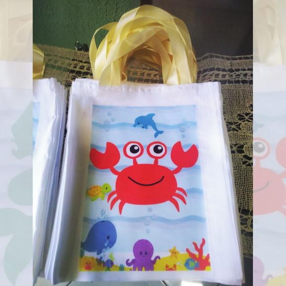 Bolsinha Ecobag Sacolinha Personalizada Sereias Fundo do Mar