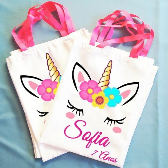 Bolsinha Ecobag Sacolinha Personalizada Unicórnio