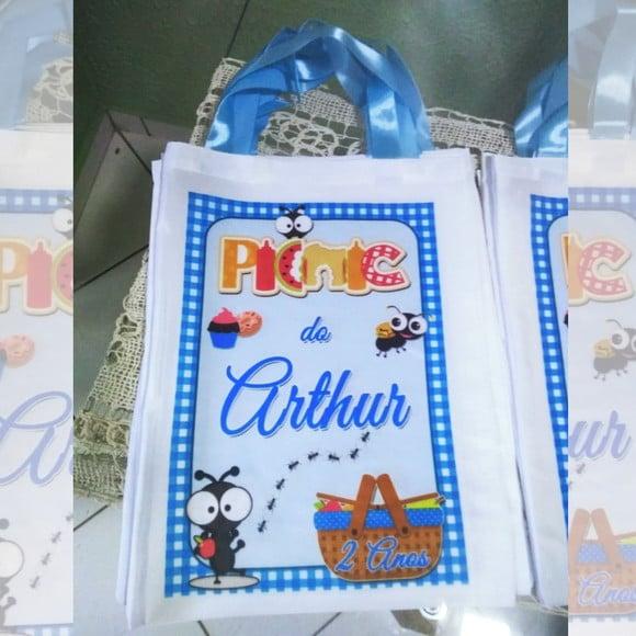 Bolsinha Ecobag Sacolinhas Personalizada Picnic Piquenique