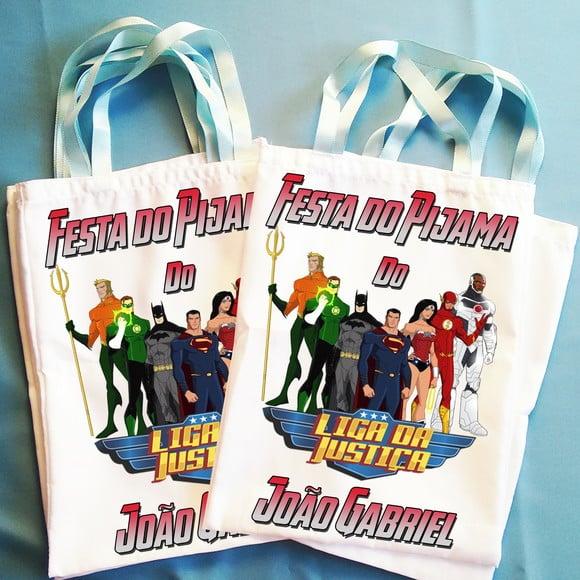 Bolsinha Personalizada Festa do Pijama Liga da Justiça