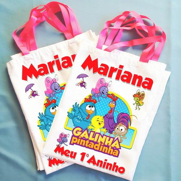 Bolsinha Sacolinha Ecobag Personalizada Galinha Pintadinha