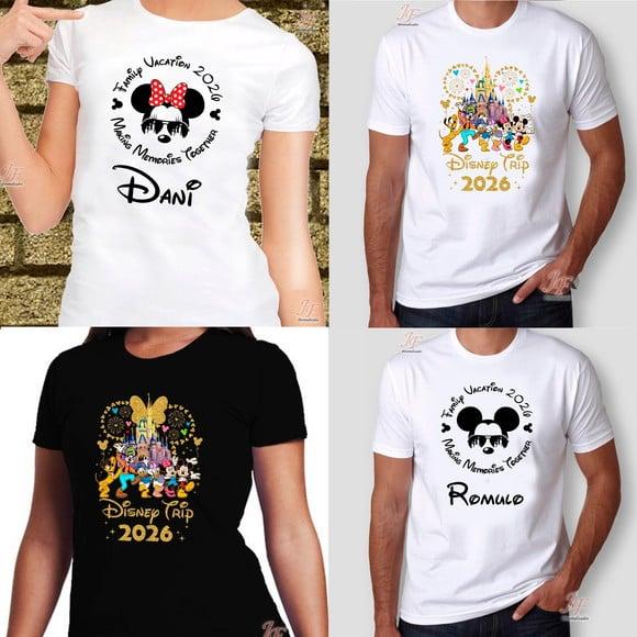 Camisa Viagem Família Disney | 100% Algodão | 10 Unidades