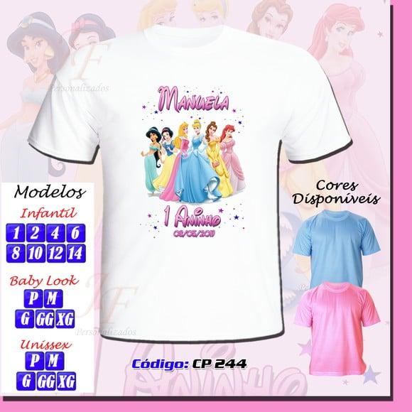 Camiseta Adulto Infantil Personalizada Princesas