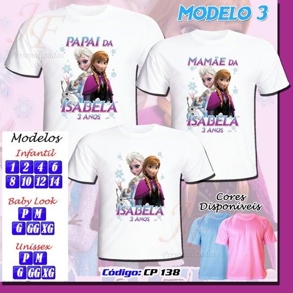 Camiseta Adulto ou Infantil Frozen Personalizada