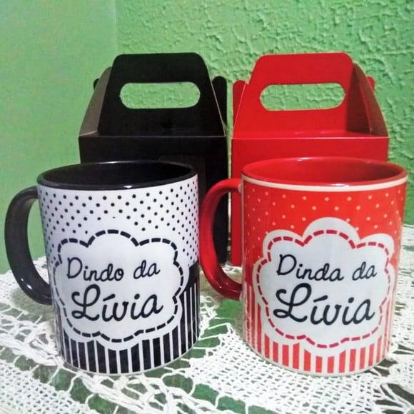 Caneca em Cerâmica Personalizada Dinda ou Dindo