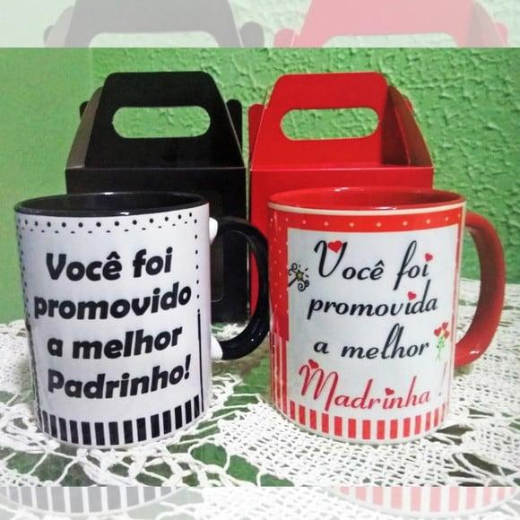 Caneca em Cerâmica Personalizada Dinda ou Dindo