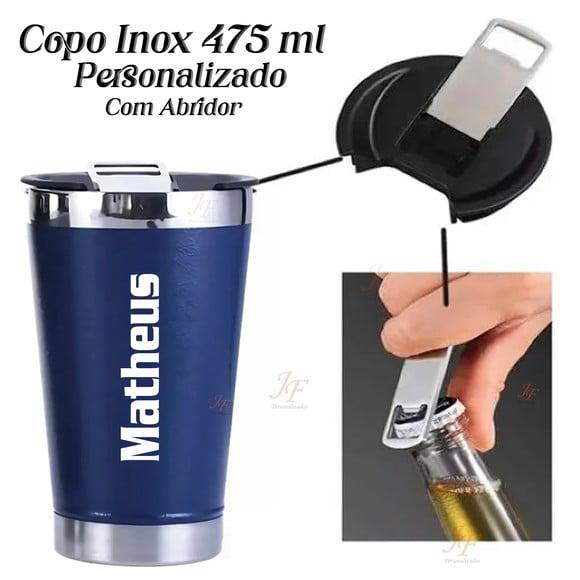 Copo Térmico Personalizado | Inox 475 ml | Tampa e Abridor