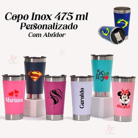 Copo Térmico Personalizado | Inox 475 ml | Tampa e Abridor