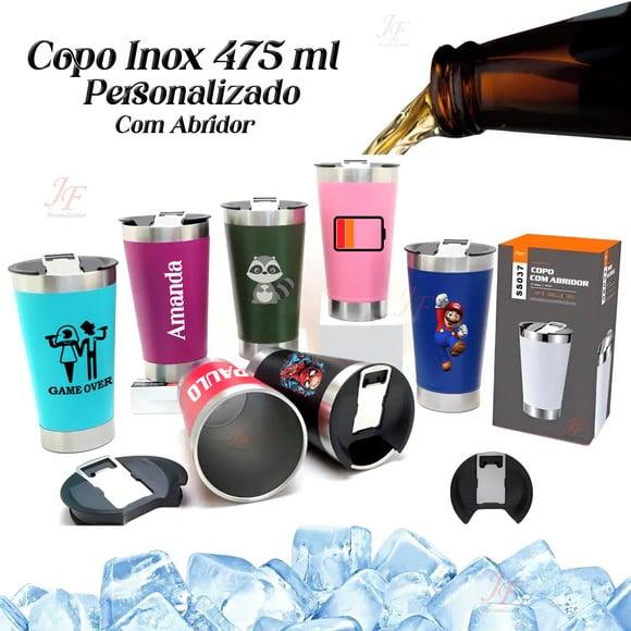 Copo Térmico Personalizado | Inox 475 ml | Tampa e Abridor