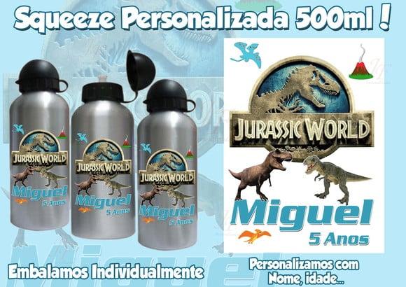 Garrafinha Aqueeze Alumínio 500 ml Personalizada Dinossauro
