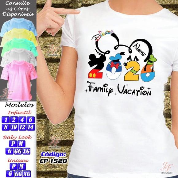 Kit 12 Camisetas Adulto ou Infantil Viagem Família Disney