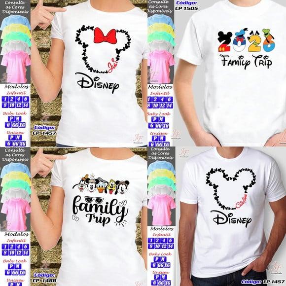 Kit 19 Camisetas Customizadas Viagem Disney Famíly Trip