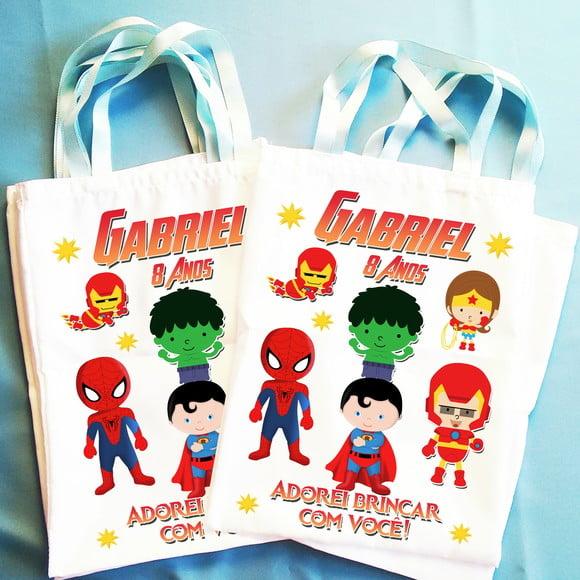 Kit com 20 Bolsinhas Sacolinhas Personalizadas Vingadores