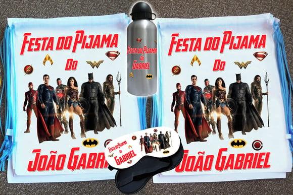 Kit Festa do Pijama Mochila+Máscara+Squeeze Liga da Justiça