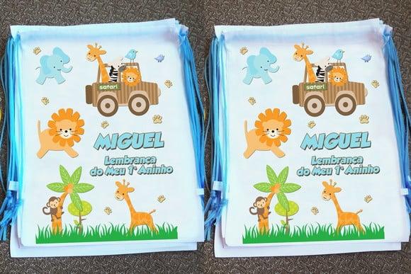 Mochilinha Ecobag Personalizada Safari Floresta