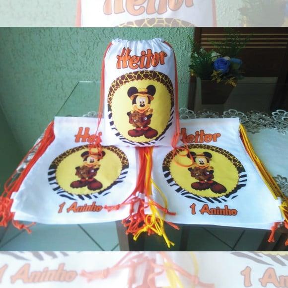 Mochilinha Ecobag Sacochila Personalizada A Casa do Mickey