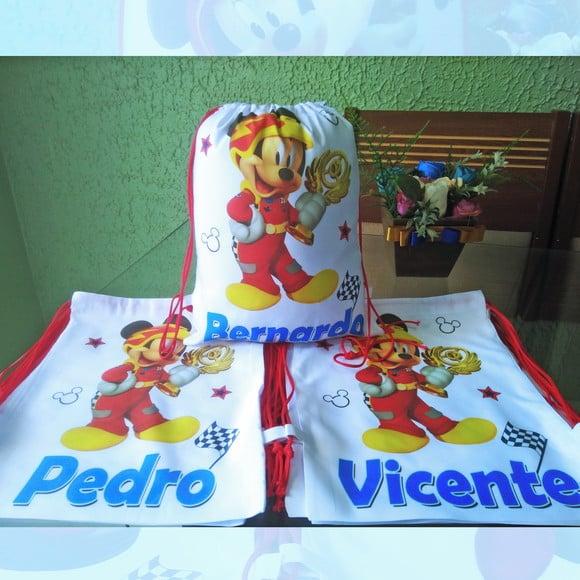 Mochilinha Ecobag Sacochila Personalizada A Casa do Mickey