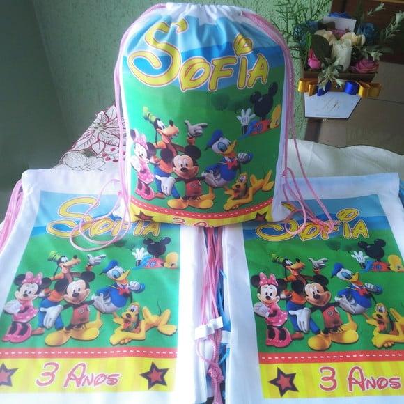 Mochilinha Ecobag Sacochila Personalizada A Casa do Mickey