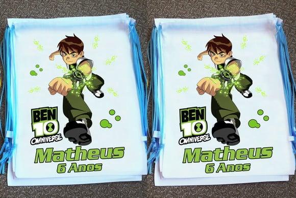 Mochilinha Ecobag Sacochila Personalizada Ben 10