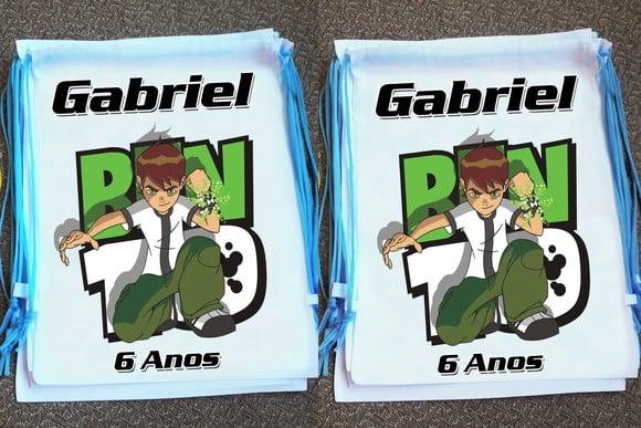 Mochilinha Ecobag Sacochila Personalizada Ben 10