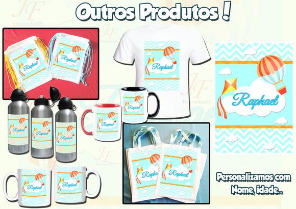 Mochilinha Ecobag Sacochila Personalizada Balões e Pipas