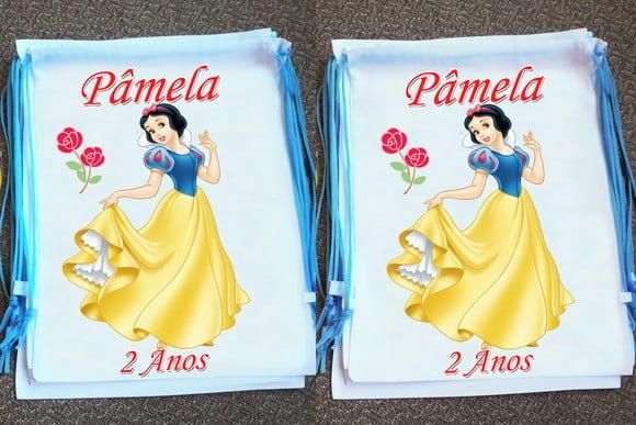 Mochilinha Ecobag Sacochila Personalizada Branca de Neve