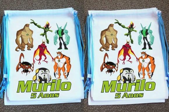 Mochilinha Ecobag Sacochila Personalizada Ben 10