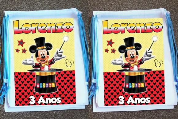 Mochilinha Ecobag Sacochila Personalizada Circo do Mickey