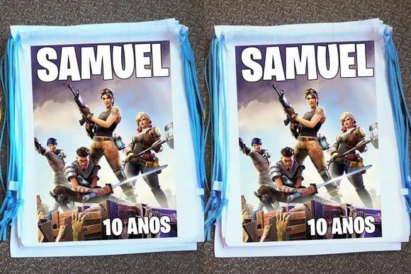 Mochilinha Ecobag Sacochila Personalizada Fortnite