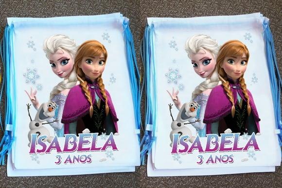 Mochilinha Ecobag Sacochila Personalizada Frozen