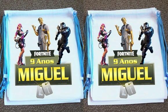 Mochilinha Ecobag Sacochila Personalizada Fortnite